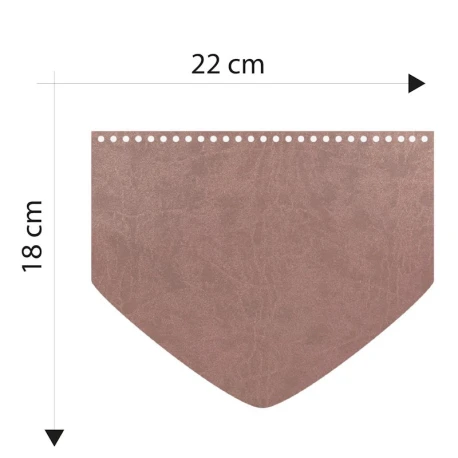 Patella bag shape with triangular tip in antique pink faux leather 22 x 18 cm