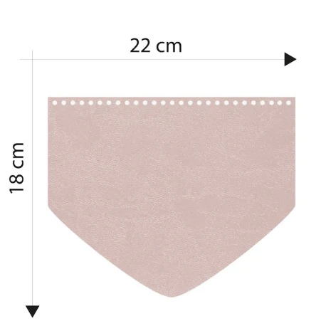Patella bag shape with triangular tip in powder pink faux leather 22 x 18 cm