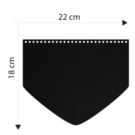 Flap bag shape with triangular tip in black faux leather 22 x 18 cm