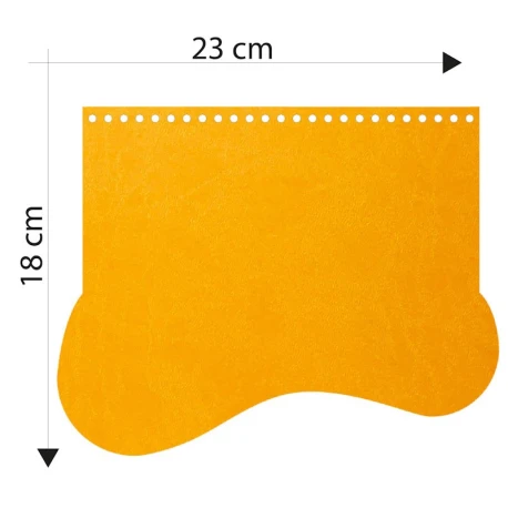 Patella wave-shaped bag in mustard yellow faux leather 23 x 18 cm