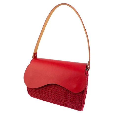 Patella borsa forma ad onda in ecopelle rosso bordeaux 23 x 18 cm