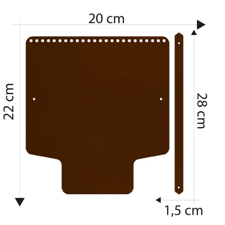 Patella bag with faux leather handle 20 x 22 cm