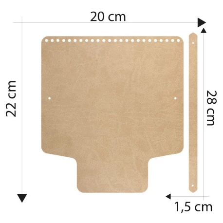 Patella bag with faux leather handle 20 x 22 cm