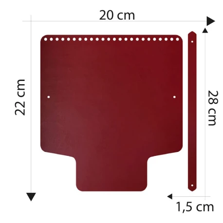 Patella bag with faux leather handle 20 x 22 cm
