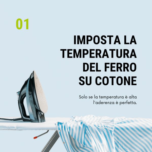 Come applicare le toppe termoadesive - 1 - Imposta la temperatura del ferro su cotone