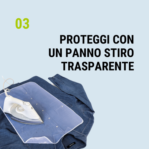 Come applicare le toppe termoadesive - 3 - Proteggi con un panno stiro trasparente