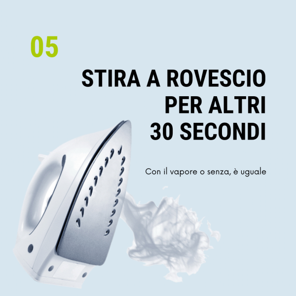 Come applicare le toppe termoadesive - 5 - Stira al rovescio per altri 30 secondi